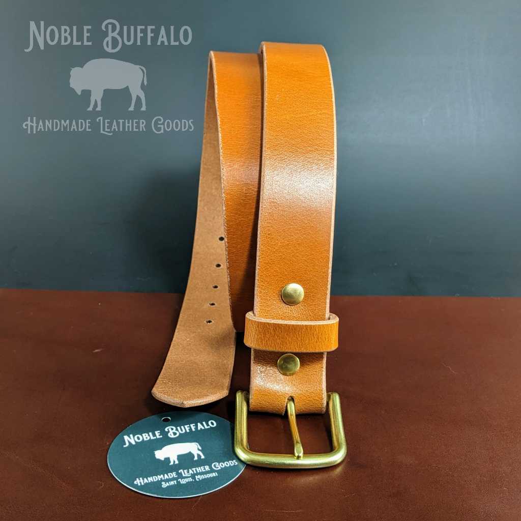 Belt Loop Leather & Brass Keychain - Natural - Noble Buffalo