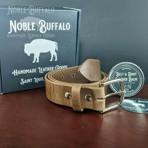 Belt Loop Leather & Brass Keychain - Ebony - Noble Buffalo