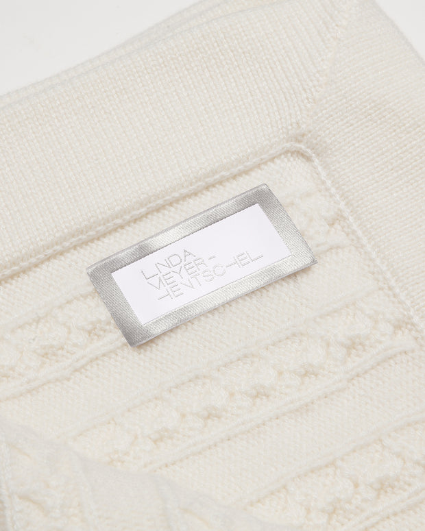 CABLE KNIT CASHMERE BABY BLANKET  PURE WHITE