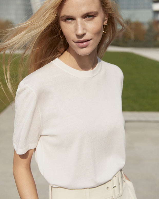 SILK CASHMERE TSHIRT SILKY CREAM