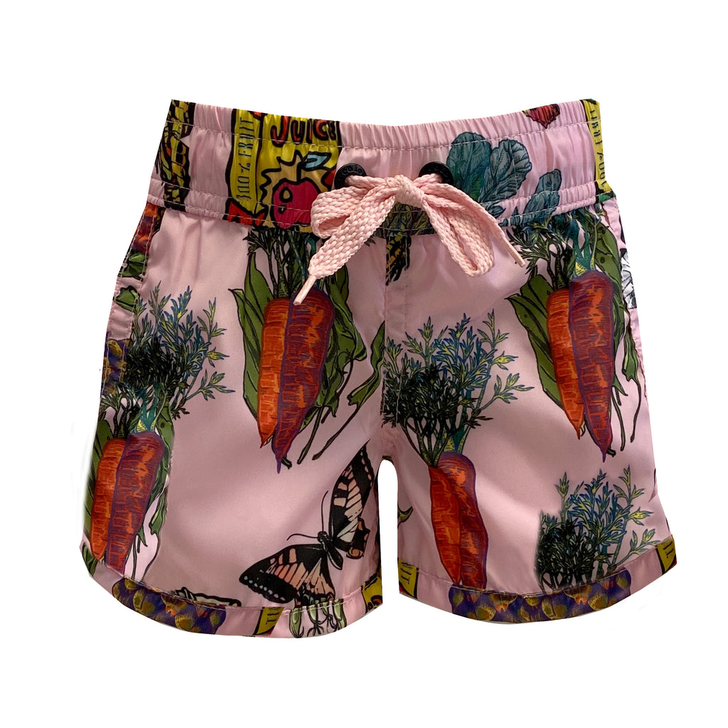 Tropical Swim Shorts, for Girls - blue medium all over printed