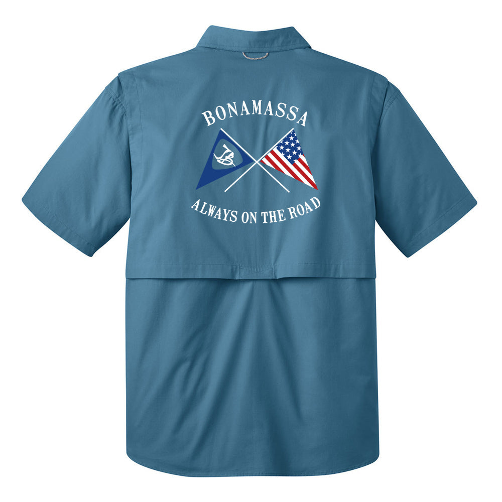 Local Blues Eddie Bauer Short Sleeve Fishing Shirt (Men) 4XL / Blue