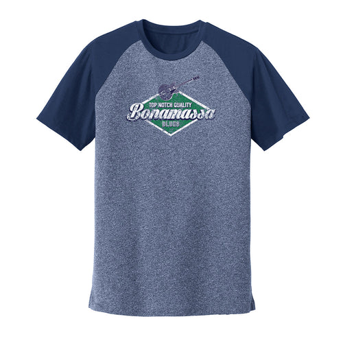 Vintage Bonamassa Baseball Colorblock Raglan 3/4 Sleeve T-Shirt (Men) 5XL / blue/navy