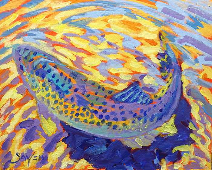 Brown Trout painting - colorful- expressionist - fish art