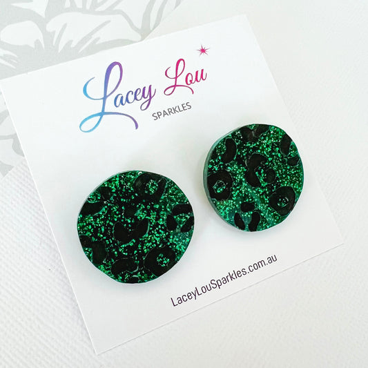 Leopard Print Studs - Copper Glitter Leopard Print Acrylic Earrings – Lacey  Lou Sparkles