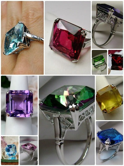 ORACLE - Large Purple Crystal Ring w Rare Trilliant 'Amethyst' Crystal –