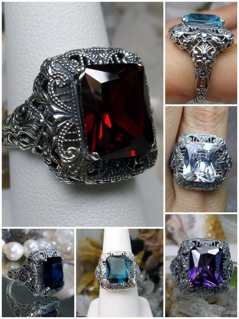 Star Ring, Ruby Ring, Gothic Jewelry Design#D121