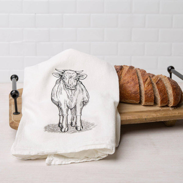 Cat Tea Towel Organic Cotton Flour Sack Towel Screen Printed Unpaper Towel  Kitchen Towels Sleeping Kitten Red Print 