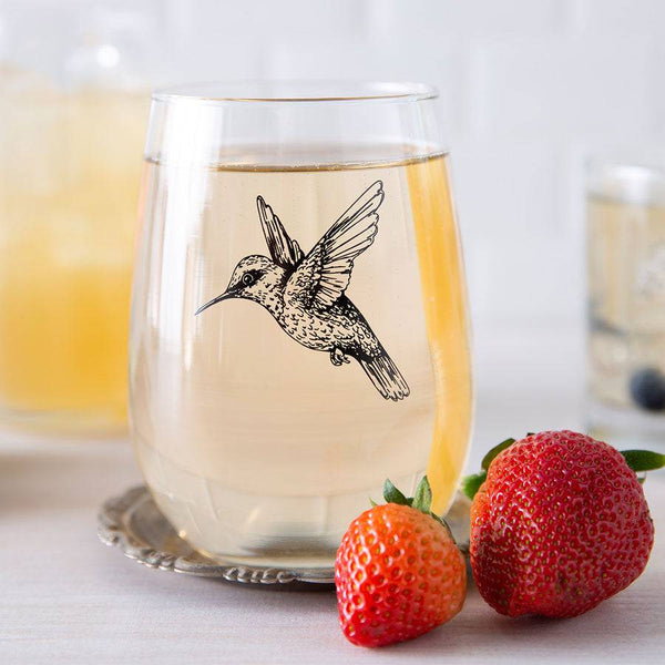 Owl - Hand Cut - Stemless Wine Glasses - Set of 4