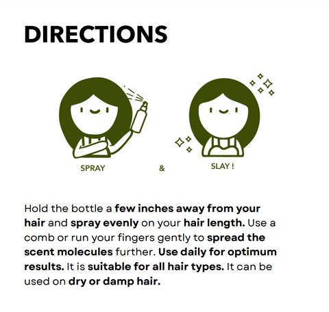 Directions to use hair mists