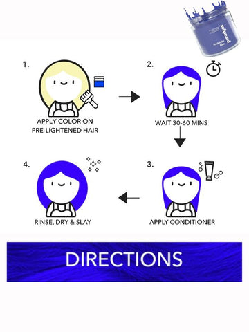 Directions of applying blue hair color by Paradyes.