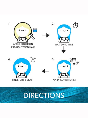 Directions to apply cyan hair color by Paradyes.