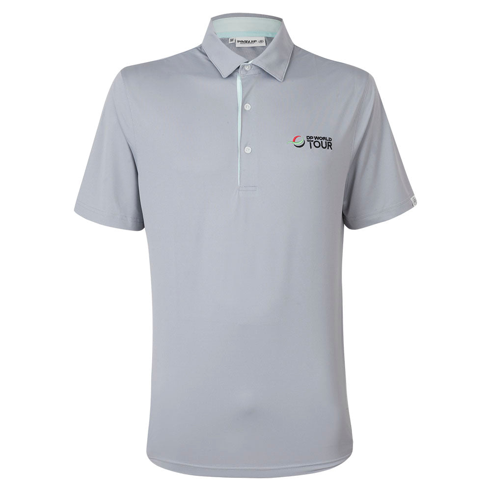 Mens DP World Tour Contrast Polo Shirt - Grey