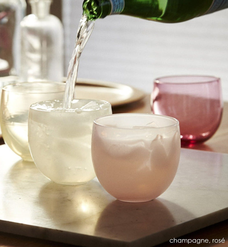 hand-blown soft pink drinking glass