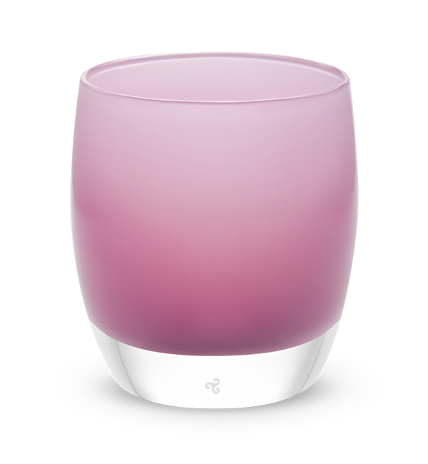 smooch deep pink handblown glass candle holder glassybaby