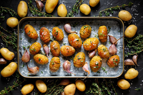 Gamekeepers Duck Fat Hasselback potatoes