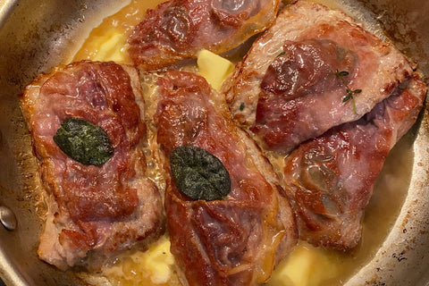 Veal Saltimbocca cooking