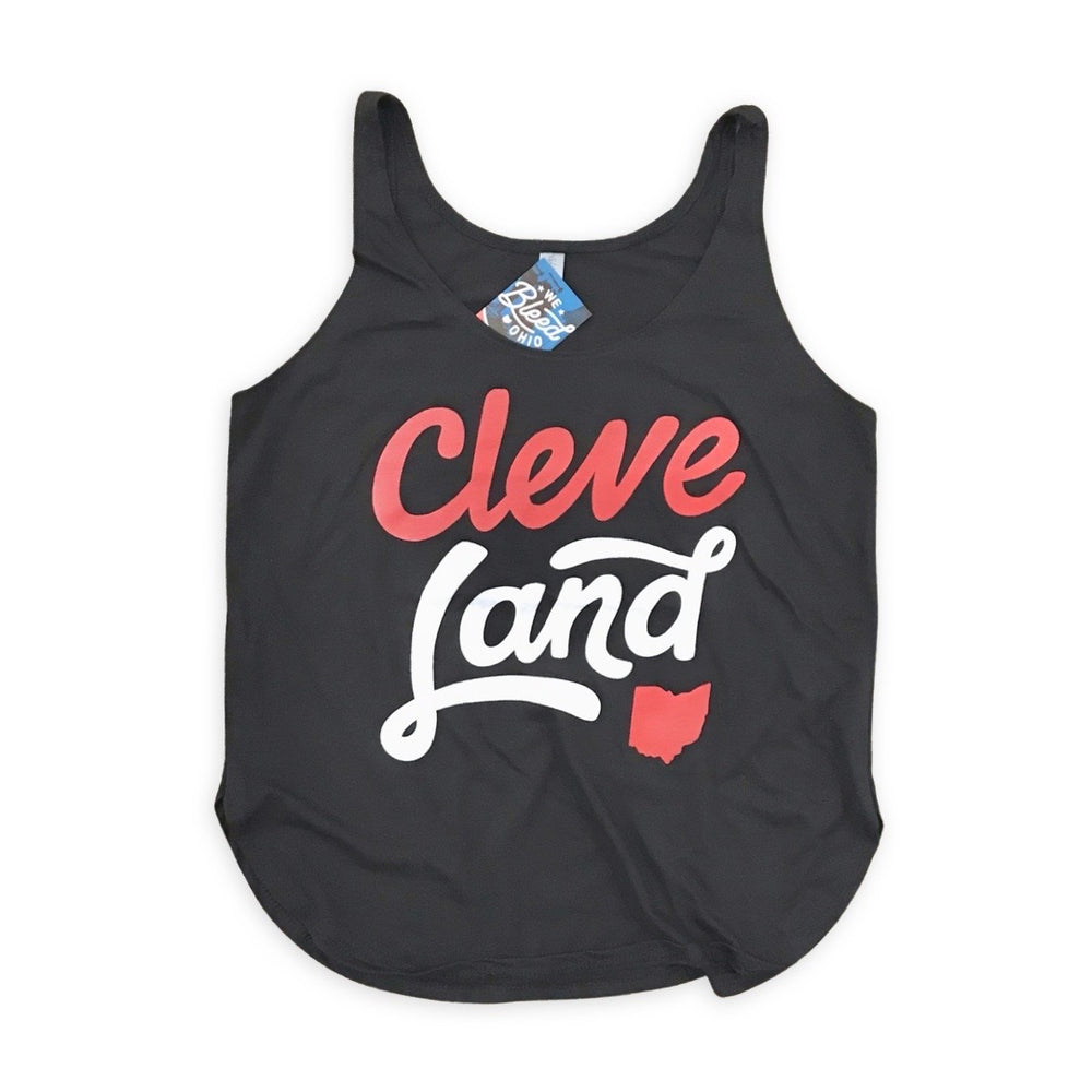 Cleveland Ballpark Script - Womens Relaxed Fit Vneck T-Shirt