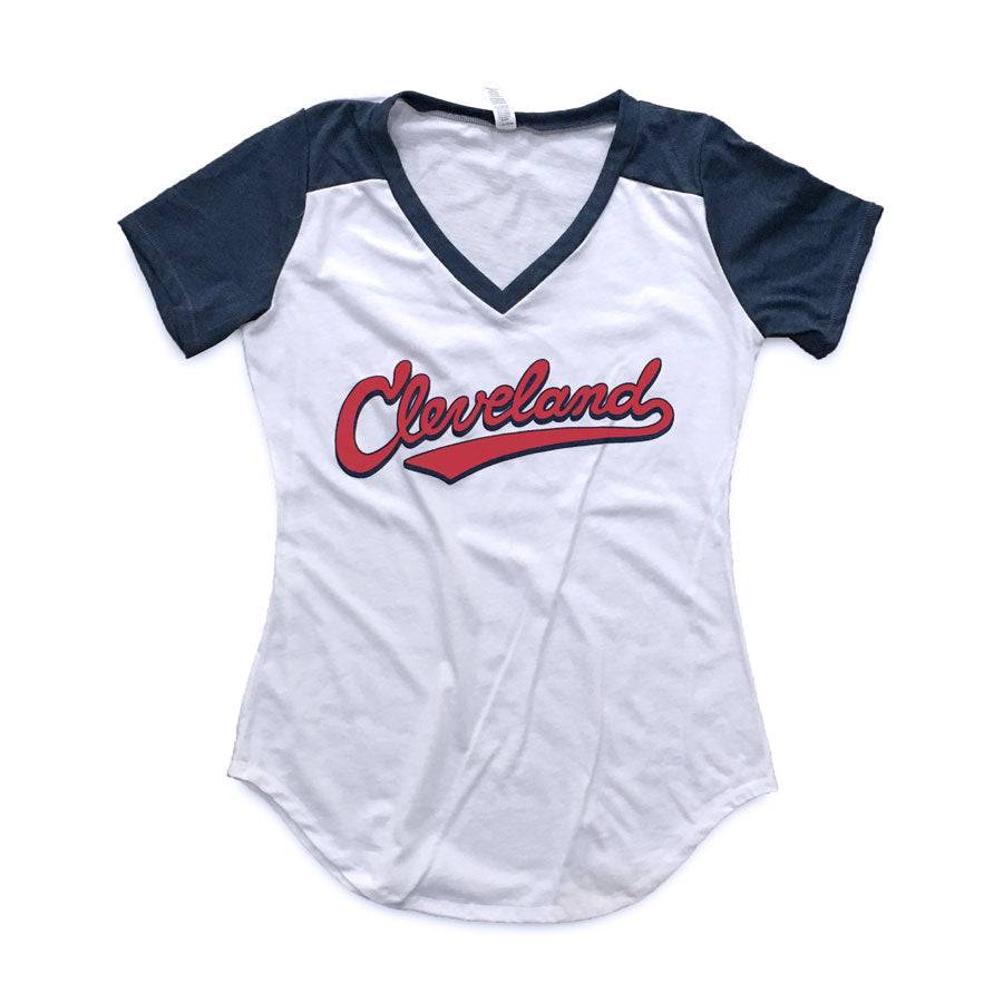 Lids Cleveland Indians Soft as a Grape Women's Plus Baseball Raglan  3/4-Sleeve T-Shirt - White/Heathered Gray