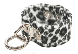 White Leopard Bondage Ring Wristband - DeadRockers