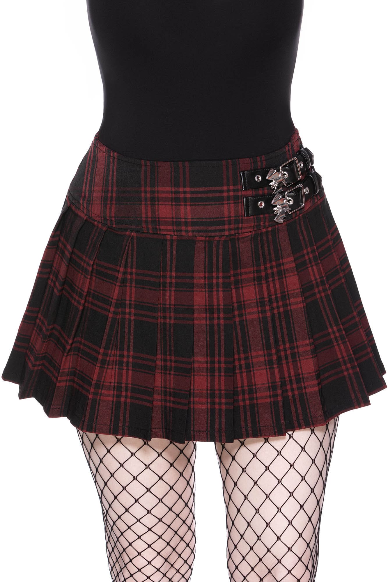 red pleated schoolgirl skirt