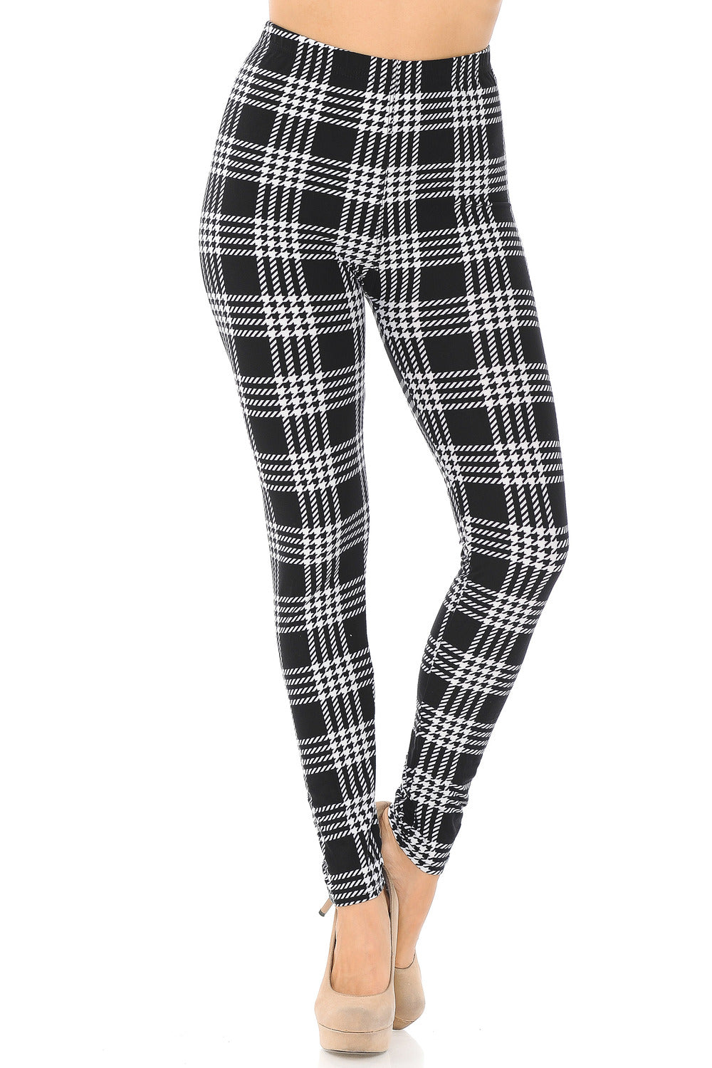 black and white plaid leggings