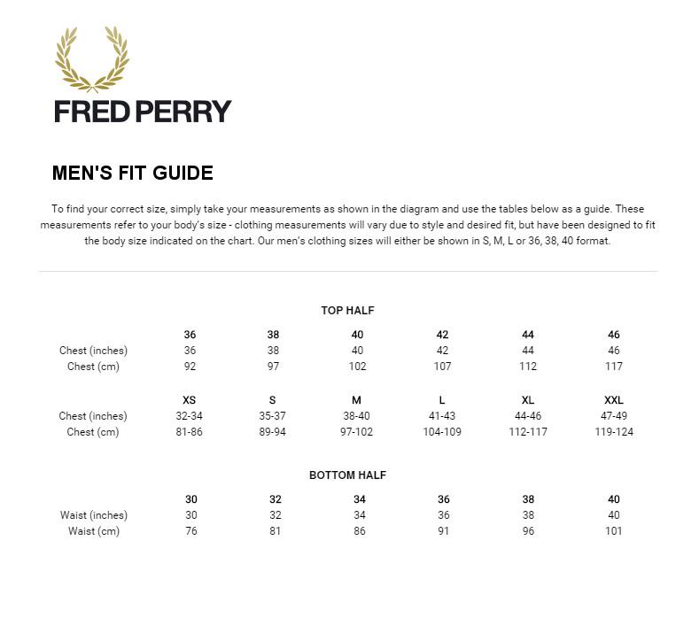 Fred Perry Shoes Size Chart