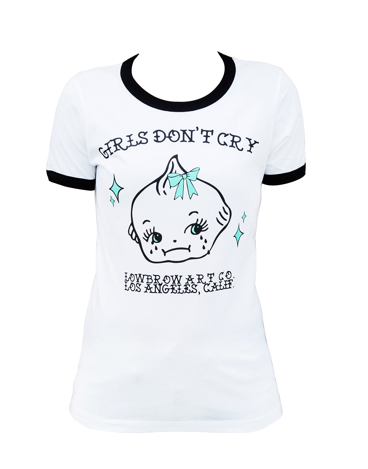 girls don't cry ringer tee 白赤　m