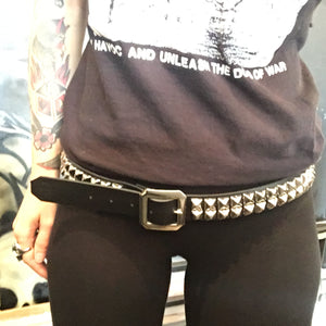 2 row pyramid studded belt