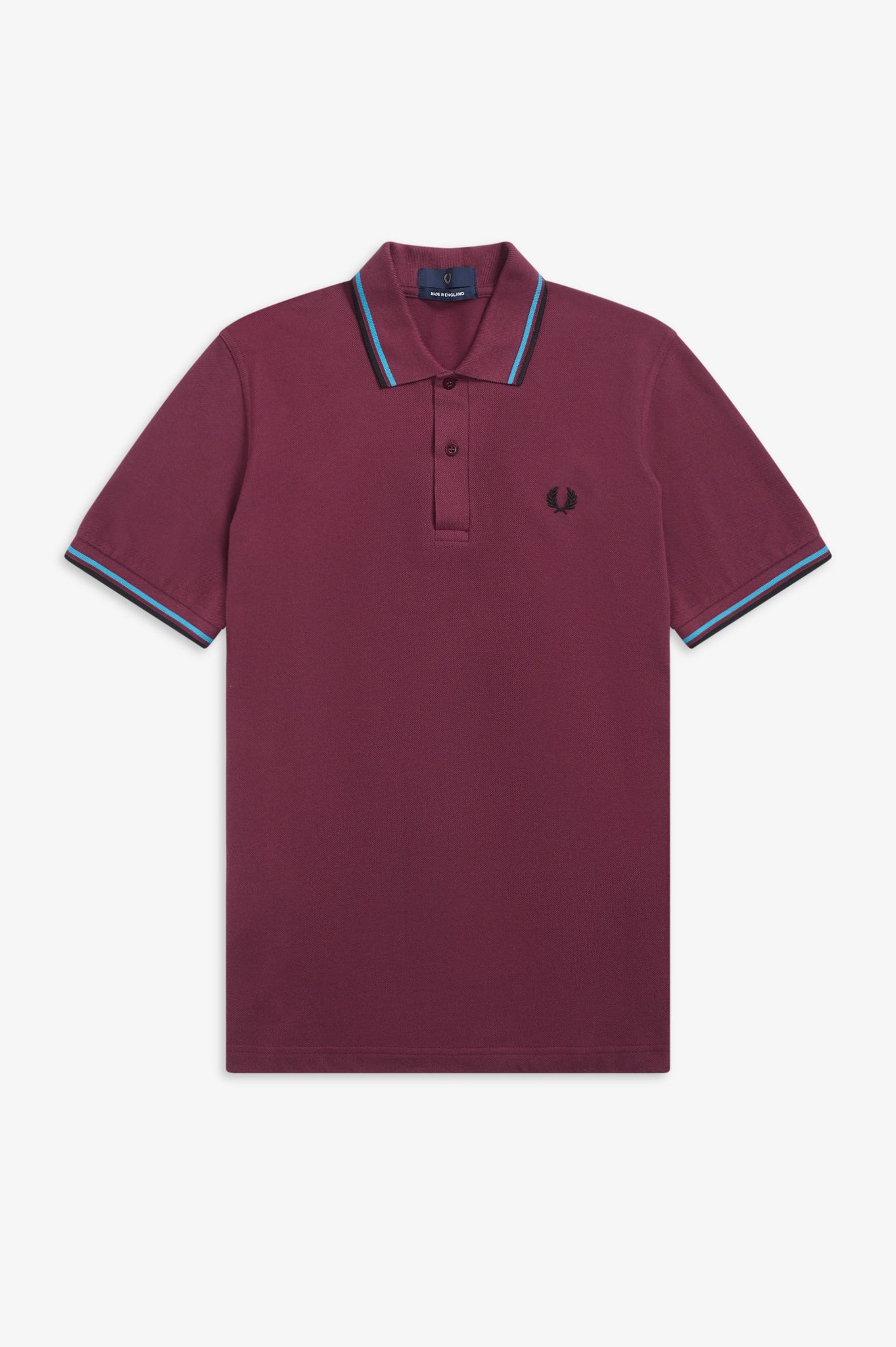 Fred Perry Twin Tipped Polo Aubergine / Cyan / Black – DeadRockers