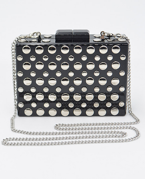 black and white polka dot purse