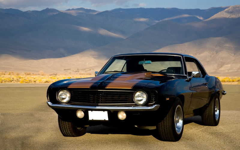 classic and shiny American muscle car