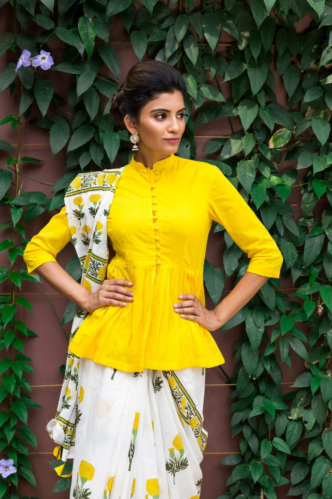 yellow peplum blouse