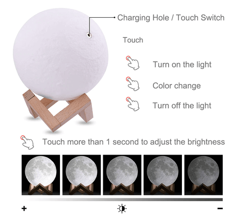 Touch Control Moon Lamp