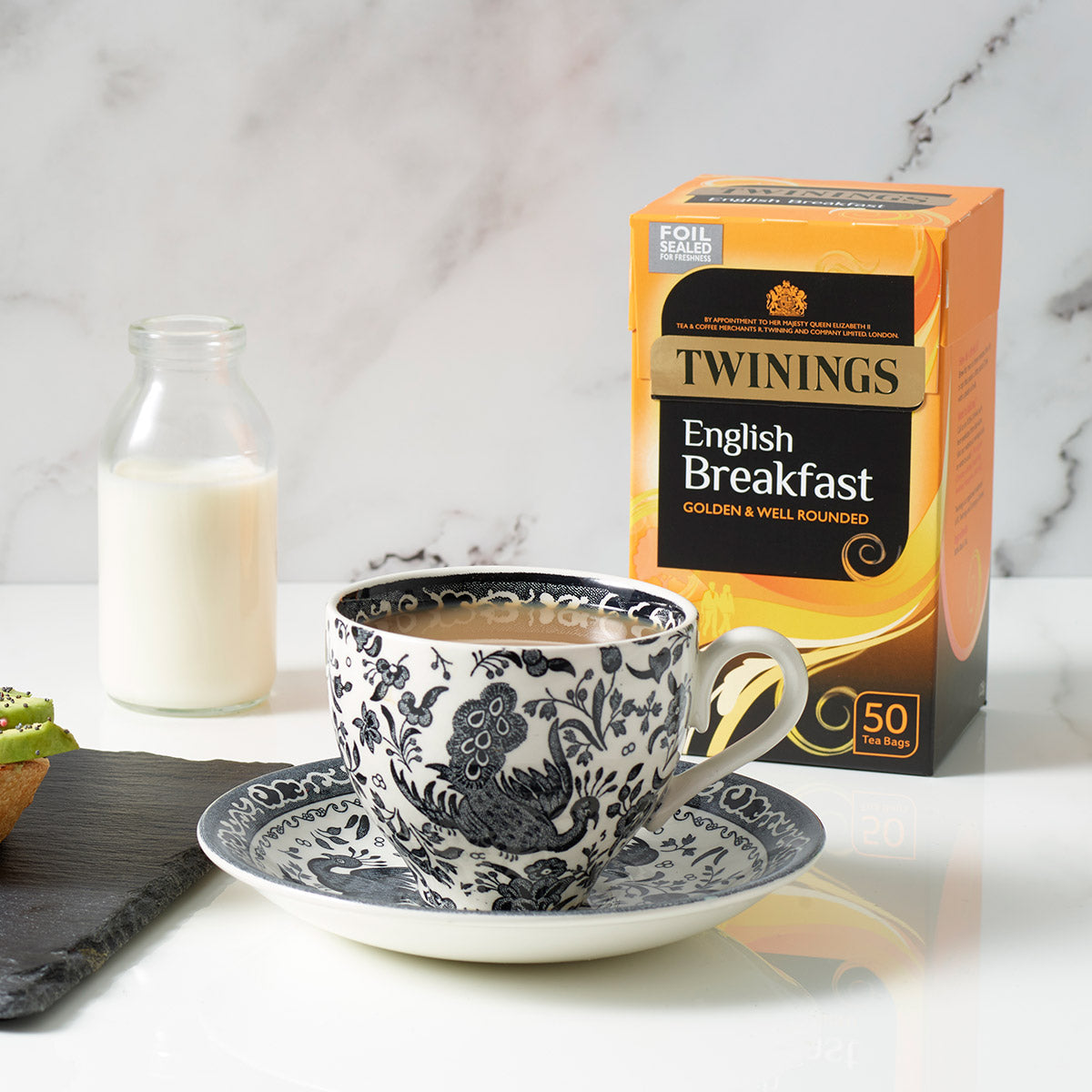 Twinings English Breakfast tea with milk