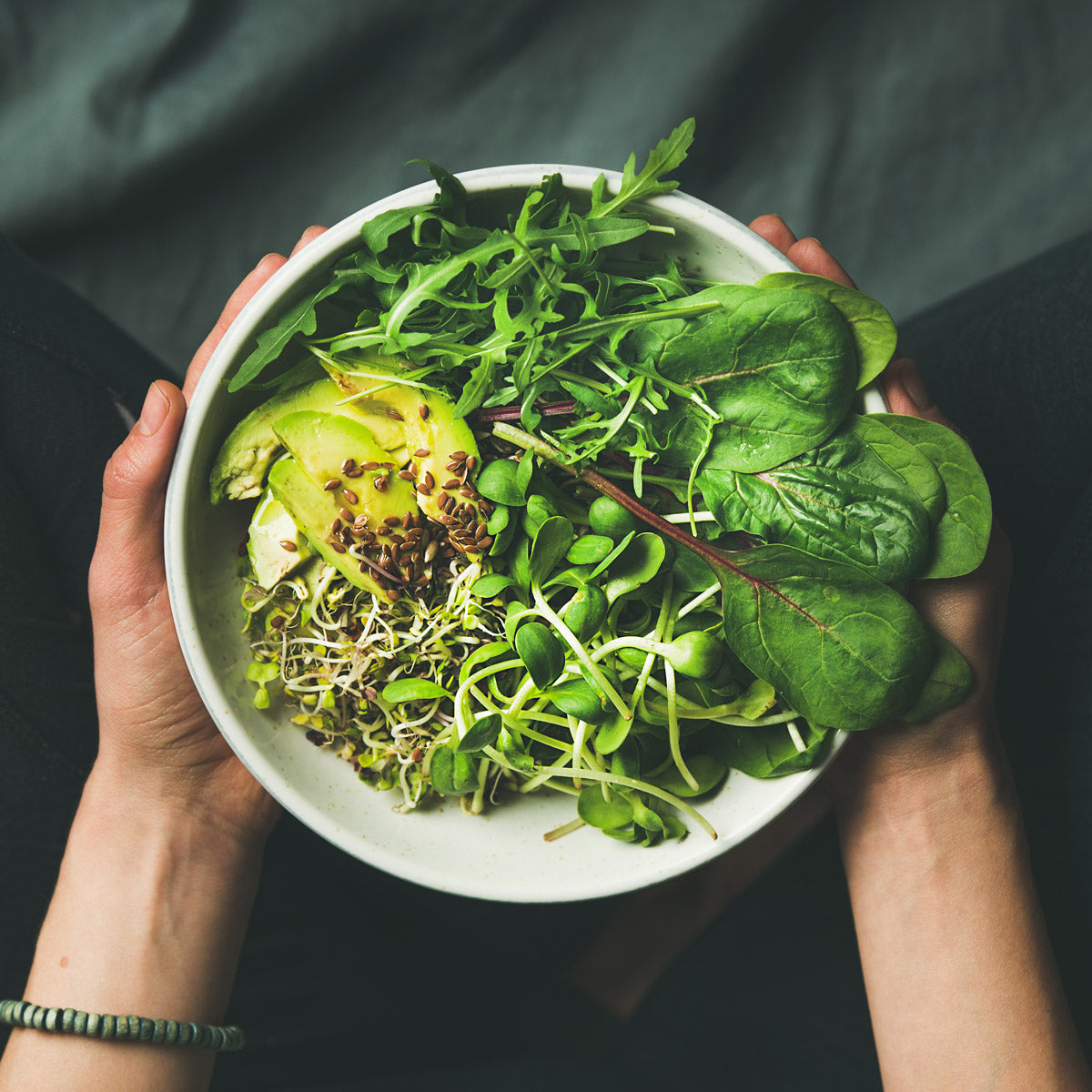 Green vegan breakfast meal in bowl