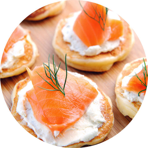 Earl Grey Smoked Salmon Blinis