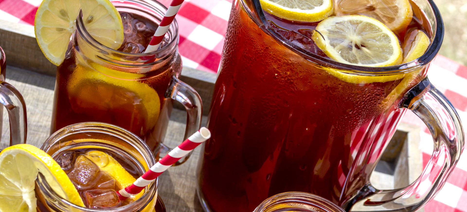 Iced tea in glass jug