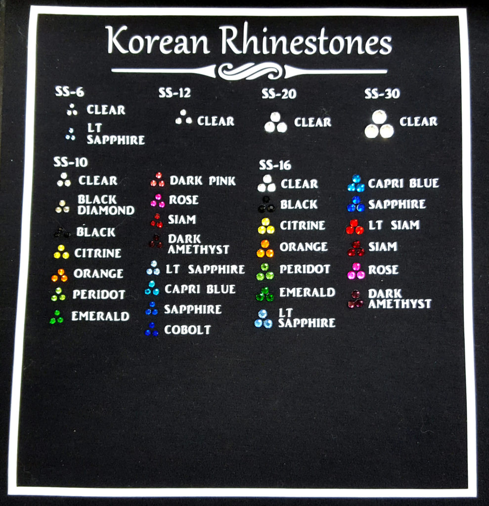 Korean Rhinestone chart