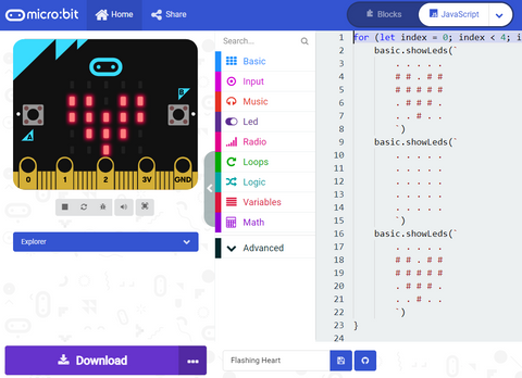 MakeCode Javascript Conversion