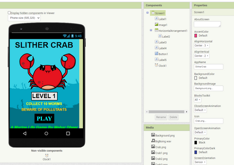 Slither Crab by Mehar Dheer on MIT App Inventor