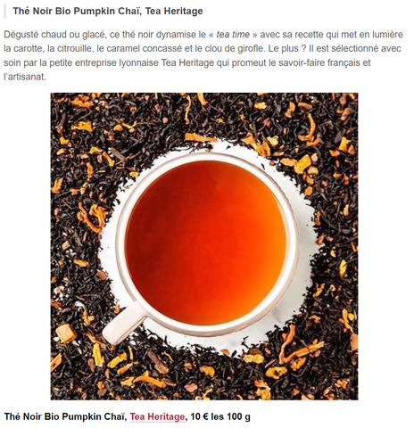 Thé Noir Bio Pumpkin Chai élu meilleur thé