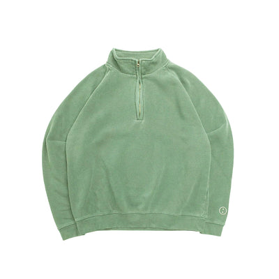 View Essentials Vintage Washed 1/4 Zip Sweatshirt - Sage Green
