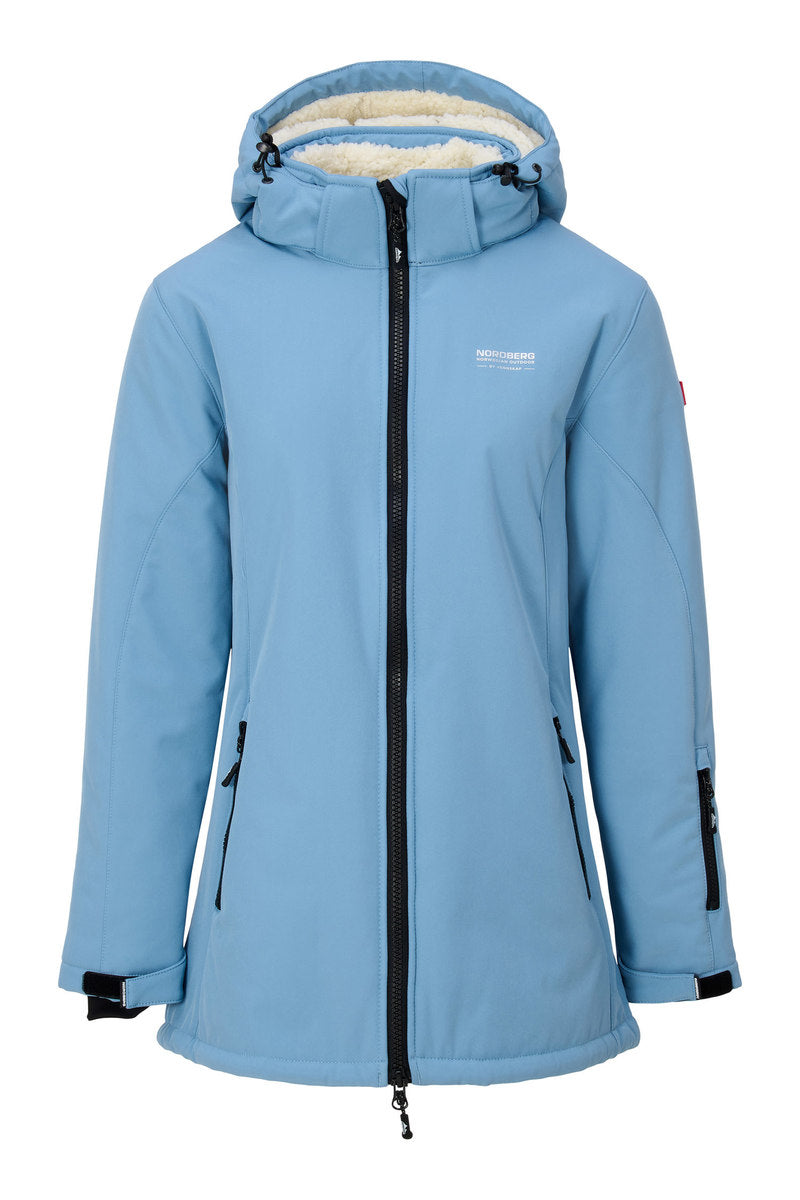 Nordberg Teddy Sherpa gevoerde softshell ski jas dames licht blauw, XL