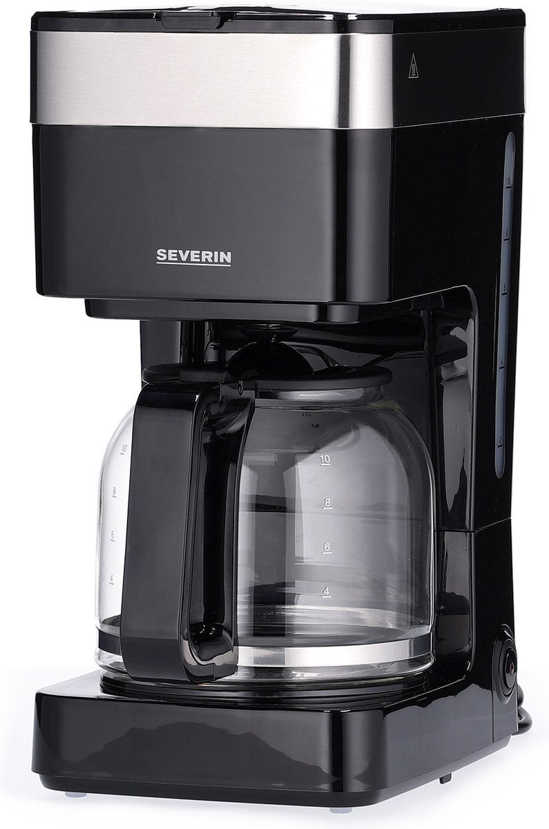 Severin KA 9263 Koffiezetapparaat RVS (geborsteld), Zwart Capaciteit koppen: 10 Glazen kan, Met filterkoffie-functie, Warmhoudfunctie