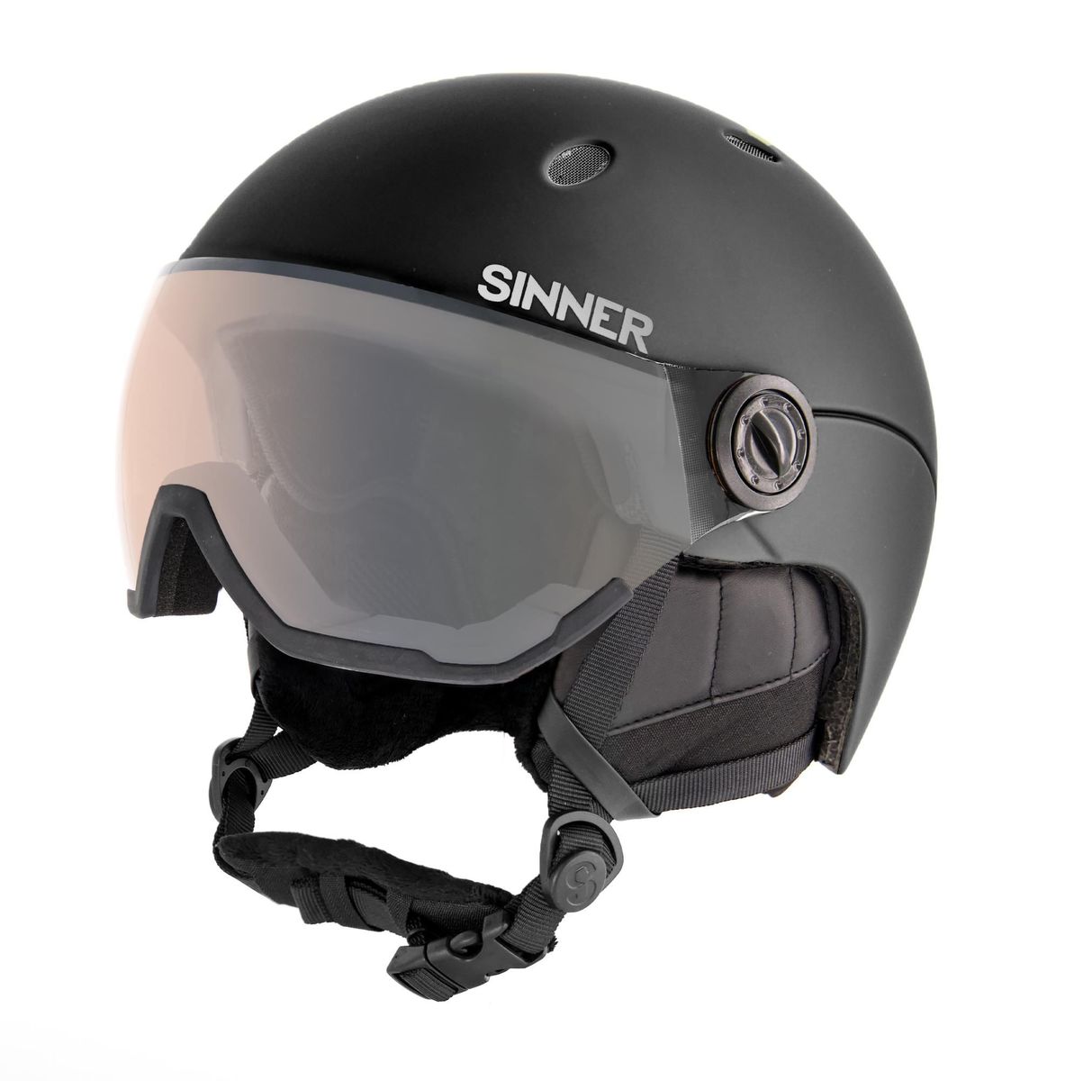 Sinner Titan Visor Trans+ Skihelm Met Vizier | Matte Black | Orange Cat 1-3 | Maat: 59 - 62 cm