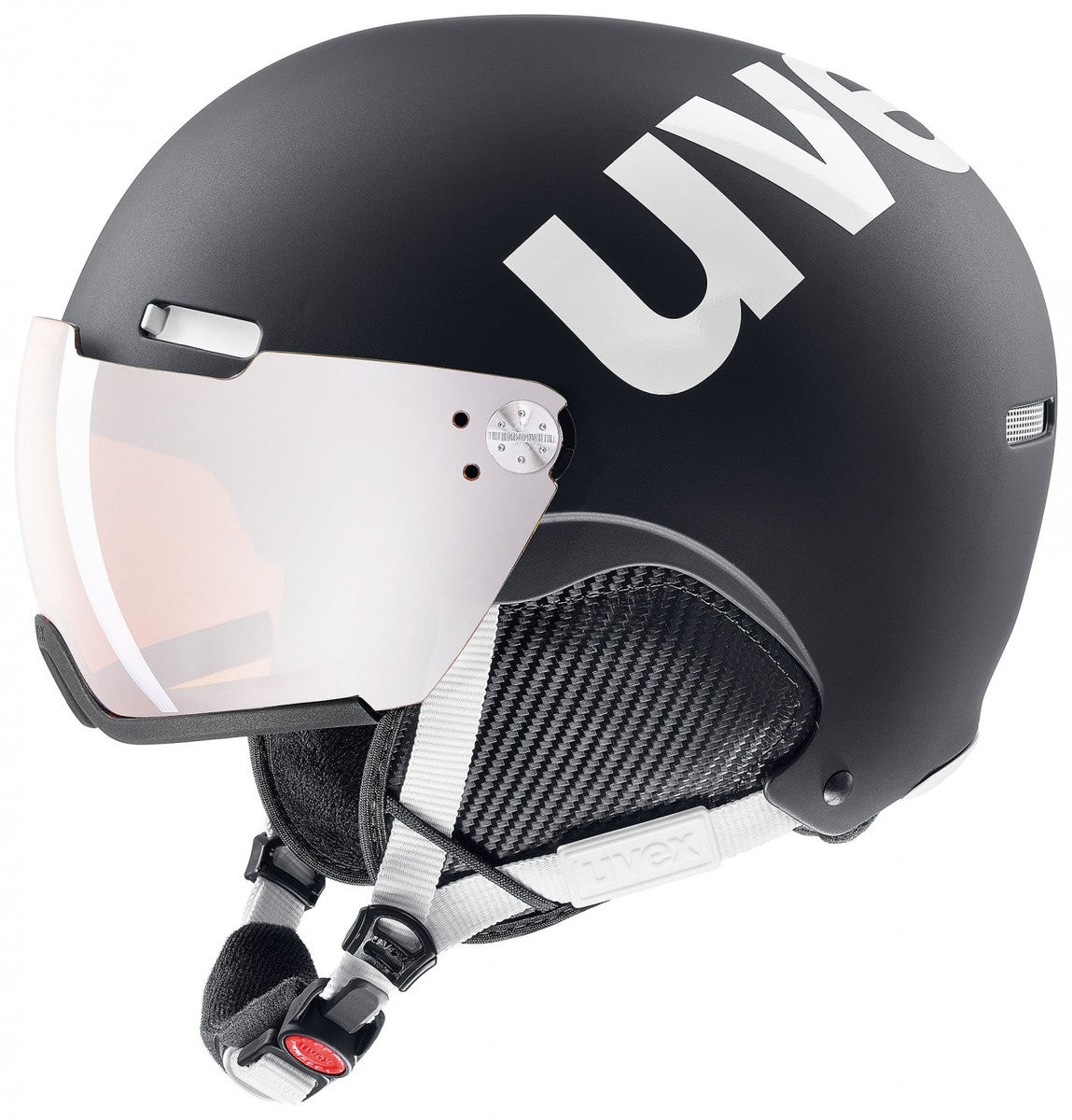 Uvex Hlmt 500 Visor Unisex skihelm - Zwart/wit - Mat