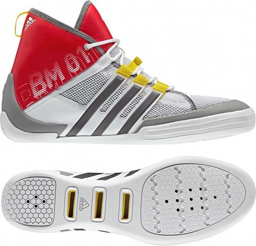Adidas BM01 mid-cut bootschoen, wit met grijs en rood / 11