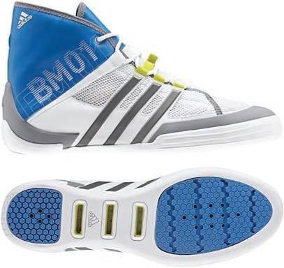 Adidas BM01 mid-cut bootschoen, wit met grijs en blauw / 9.5
