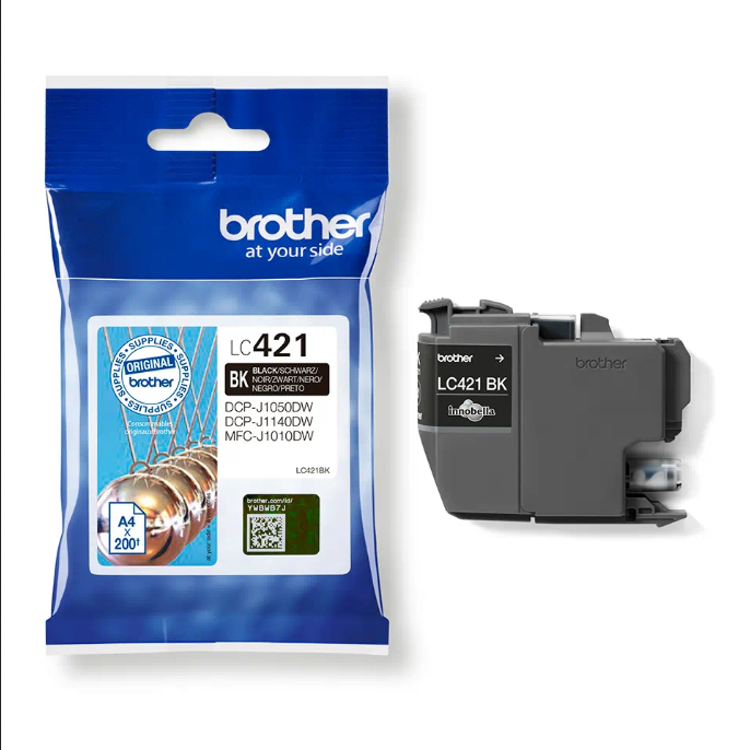 LC421BK Inktcartridge - BROTHER - Zwart Standaardcapaciteit 200 pagina's - Voor DCP-J1050DW, MFC-J1010DW en DCP-J1140DW